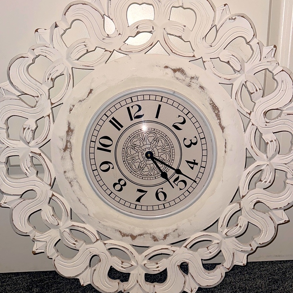 White cottage styled wall clock!